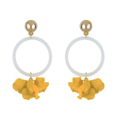 Yellow Clear Ring Petal Earrings.